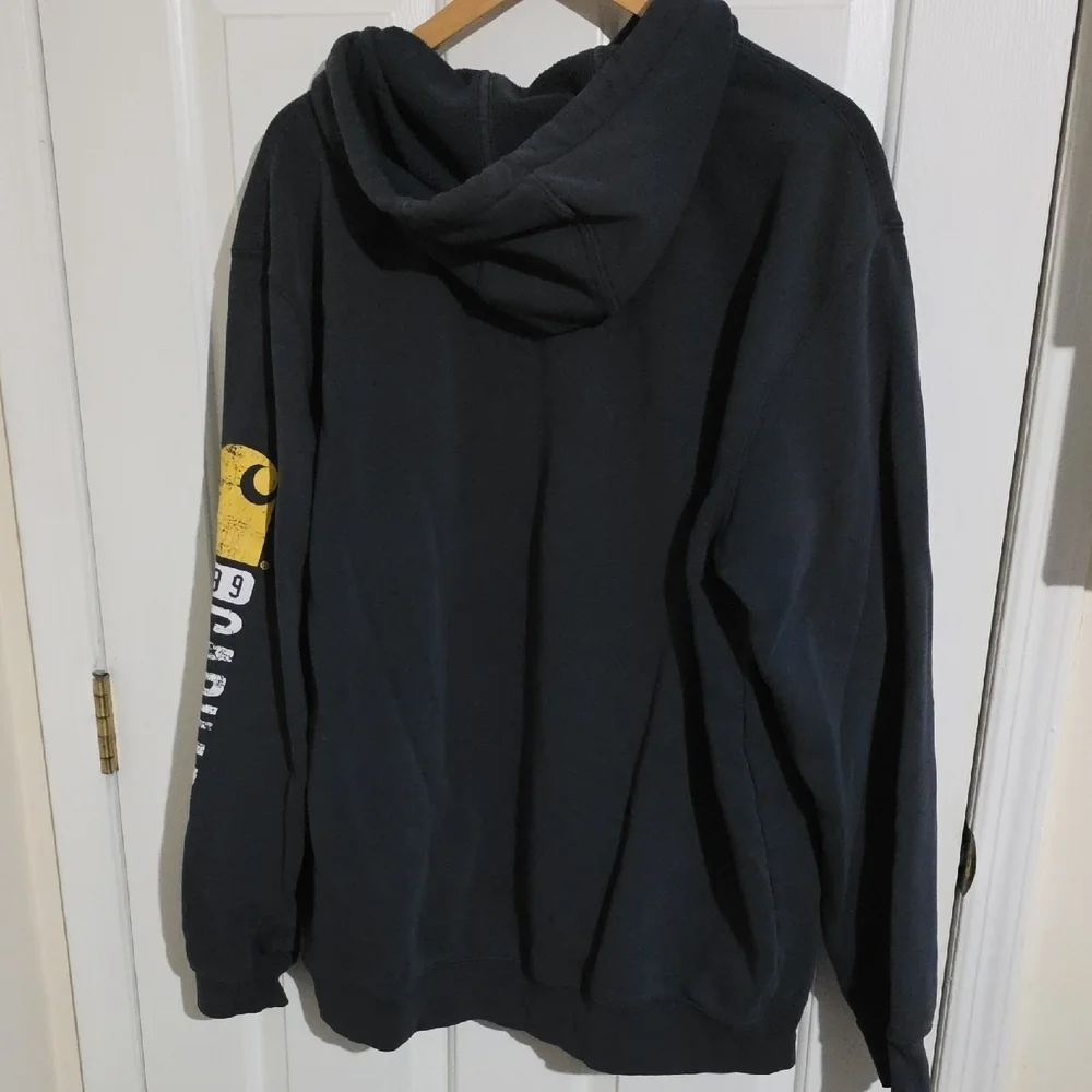 Carhartt Men's Dark Blue Hoodie with Yellow Accents - Picture 2 of 5